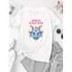 thumbnail image 2 of Camisetas para mujer Verano manga corta Tops para DeportesCreative English Cute Dinosaur Pattern Printed Women'S Fashionable Round Neck Short Sleeve, Simple Casual Sports T-Shirt, Comfortable Summer, 2 of 6
