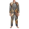 thumbnail image 3 of Lsque Rustic Tile Pattern Pattern Long Sleeve Pajama Set for Men - Soft 2-Piece Sleepwear and Loungewear Set with Pockets, Comfy Nightwear-X-Large, 3 of 7