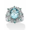 PalmBeach Jewelry 8.60 TCW Oval-Cut Genuine Blue and White Topaz Ring in .925 Sterling Silver