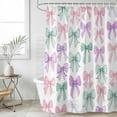 thumbnail image 4 of Pink Purple Teal Bathroom Shower Curtains with 12 Hooks Polyester Waterproof Shower Curtain for Stalls and Bathtubs Watercolor Bow Farmhouse Decorative Bathroom Privacy Curtain 48x72 Inches, 4 of 9