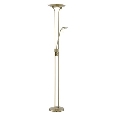 Lite Source Duality III 2-Light LED Torch/Reading Lamp, Antique Brass Finish with Frosted Glass Diffuser