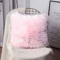 thumbnail image 5 of Funda de cojín decorativa de 45 x 45 cm, almohada decorativa de peluche rosa, piel de oveja, piel sintética de cordero, funda de almohada de pelo largo, cojín para sofá Fell Limit, 5 of 5
