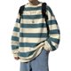 thumbnail image 1 of Sudadera a Rayas con Cuello Redondo para Hombres Primavera Otoño Tops de Manga Larga a Rayas Informales para Hombres de Moda para Viajes Diarios Trabajo Verde XL, 1 of 8