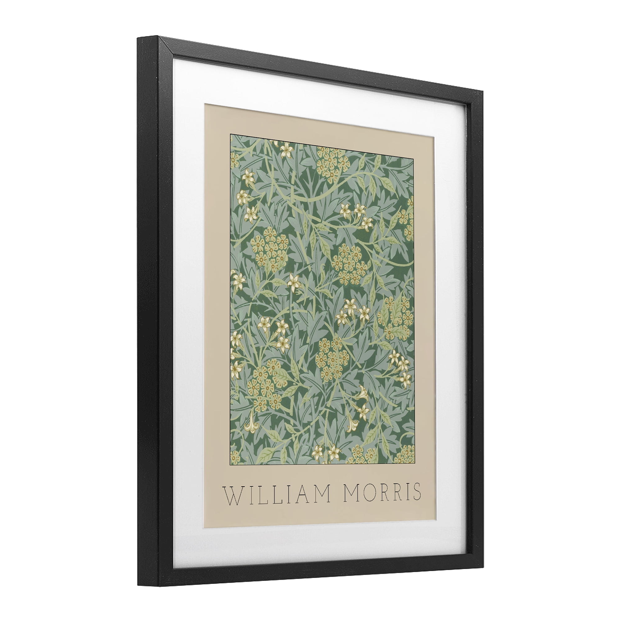 Stupell Industries William Morris Green Tones Black Framed Print Under Glass, design by Lil' Rue