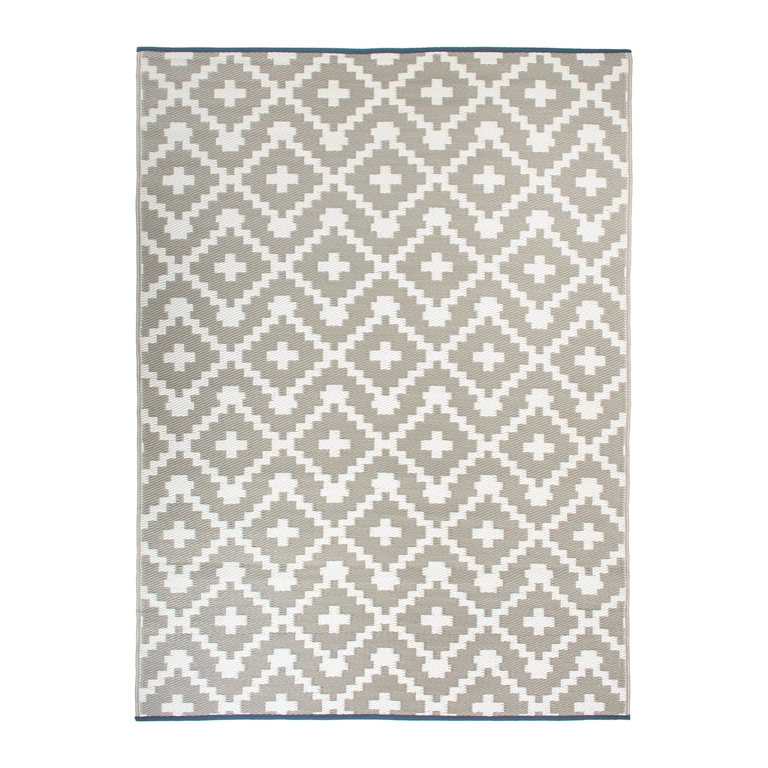World Rug Gallery Trellis Geometric Reversible Plastic Indoor and Outdoor Picnic Mat, Camping Rug, RV Rug - GRAY 5' X 7'