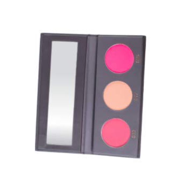 KAB Cosmetics - Paleta BlushMeUp - Paleta de rubor en polvo prensado tricolor con espejo compacto - 3 tonos de rubor rosa de larga duración de color libre de crueldad para calidez y contorno (vainilla