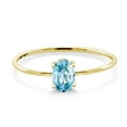 thumbnail image 3 of Gem Stone King 10K Yellow Gold Engagement Ring 0.65 Ct Oval Blue Zircon, 3 of 6