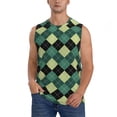 thumbnail image 1 of Fotbe Green Squares Men's Camiseta sin Mangas Estampada para Hombres, Playera Casual para Gimnasio, Entrenamiento, Playa-XX-Large, 1 of 7