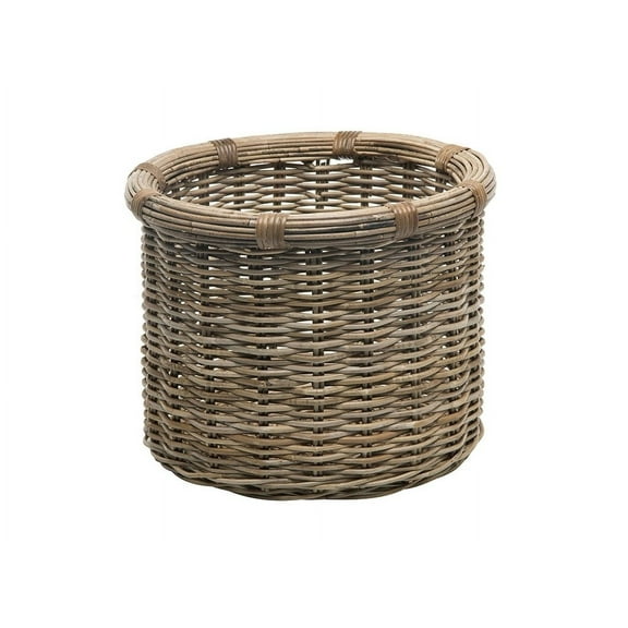 Kouboo Handwoven Rattan Round Storage Log Basket, Organizer, Planter Gray-Brown