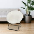 thumbnail image 5 of TISHITA Round Saucer Chair Cover Anti Slip Soft Replace for Home Dining Room Bedroom White, 5 of 8