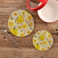 thumbnail image 2 of White Yellow Daffodils Placemats Set of 2, Woven Washers, Cotton, Round Large Pot Holder, Heat Resistant, for Pot Countertops Home Decor, 2 of 7