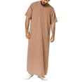 thumbnail image 6 of INCERUN Men's Muslim Saudi Arabia Kaftan Islamic Abaya Thobe Long Tops Dress Robe, 6 of 9