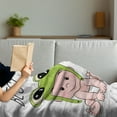 thumbnail image 3 of Animal Soft Flannel Fleece Throw Blanket, Baby in Froggy Hat and Frog Best Friends Love Theme Graphic, Cozy Plush for Indoor and Outdoor Use, 60" x 80", Cream White Green, by Ambesonne, 3 of 5