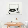 thumbnail image 2 of Nawypu Sylvie Victrola Record Player Framed Canvas Wall Art Gray, Boho Chic Music Decor, 2 of 4