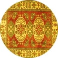 thumbnail image 1 of Ahgly Company Machine Washable Indoor Round Persian Yellow Traditional Area Rugs, 4' Round, 1 of 4