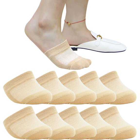 10 Pairs Toe Topper Socks Women Teo Liner Half Socks Sleamless Non-Slip Cushion Bottom Toe Cover Half Socks