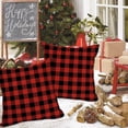 thumbnail image 5 of Outdoor Waterproof Christmas Pillow Covers 18x18 Inch Set of 4 Double Sided Red and Black Buffalo Plaid Throw Pillow Covers Red Xmas Winter Holiday Decor Pillow Cases for Patio Garden, 5 of 6