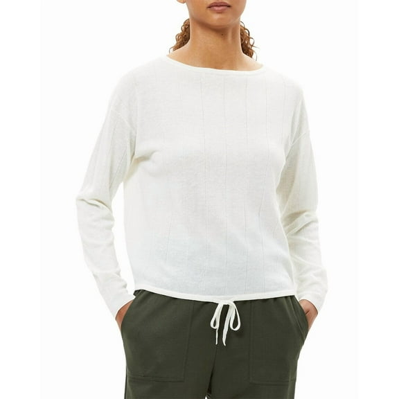 Theory womens Easy Rib Wool & Linen-Blend Pullover, m, White