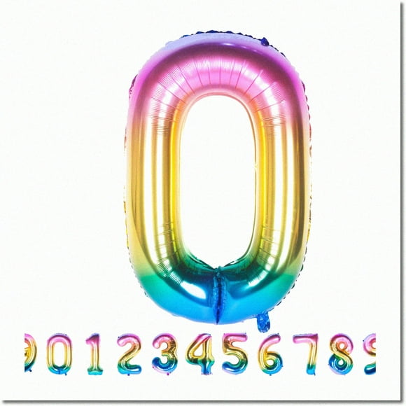 Rainbow Number Fiesta: 40" Giant F Balloons - Helium Digit Gradient Balloon Set for Colorful Birthday Party Decorations!