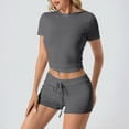 thumbnail image 2 of Women Short Set Two Piece Outfits Sets Short Sleeve Crew Neck T Shirt & Shorts Spring Outfits Travel Outfits for Women, 2 of 6