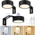 thumbnail image 2 of 3 Pack Recargable Luz para cuadros, LED Iluminación de Pared con control remoto,6500K/4000K/3000K, Ajustable en brillo y temporizador, Iluminación de Apliques para Galería (Negro), 2 of 10
