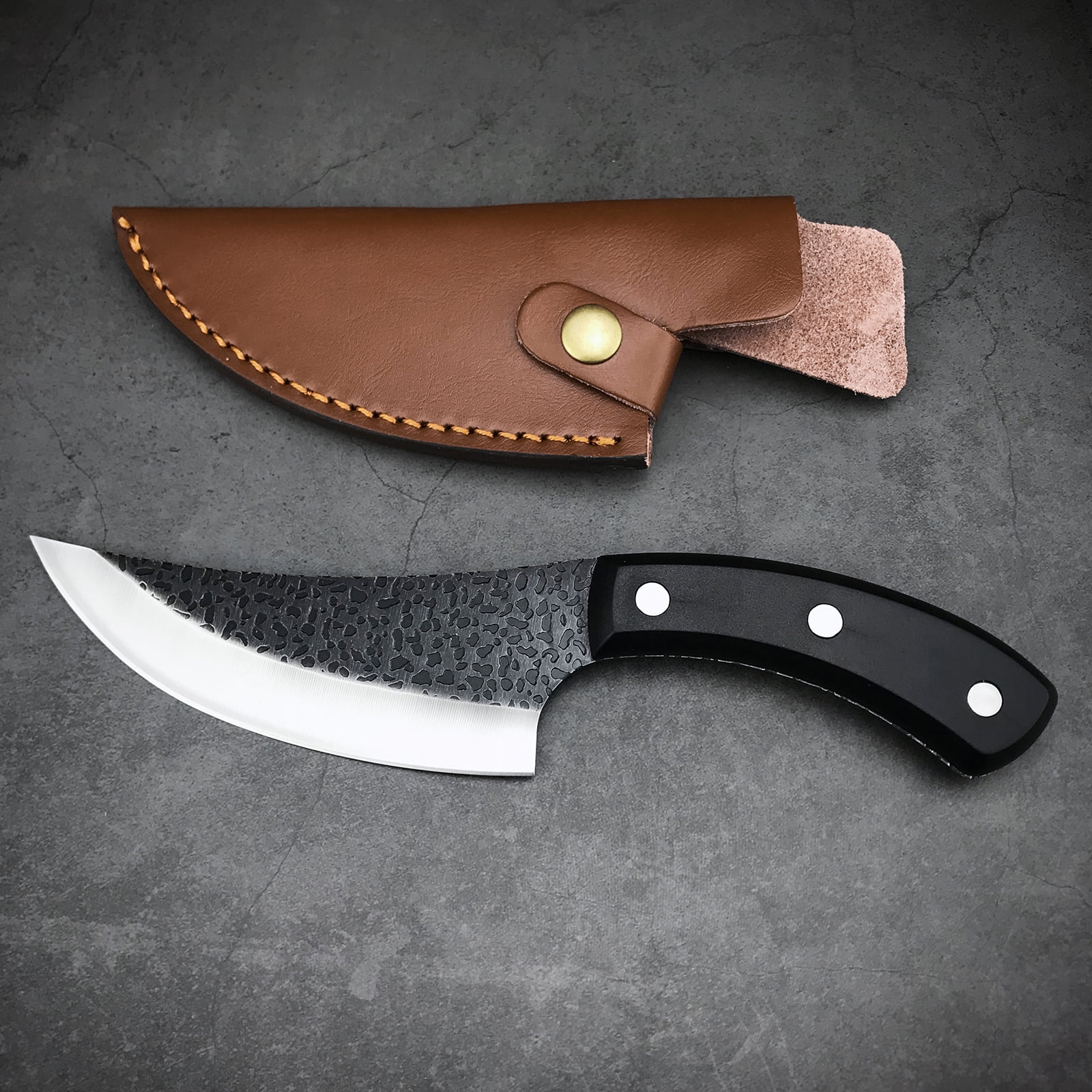 Butcher Knife, Boning Knife, Full Tang Chef Knife, Meat Clever Knife with Sheath for Home, Outdoor Camping and BBQ