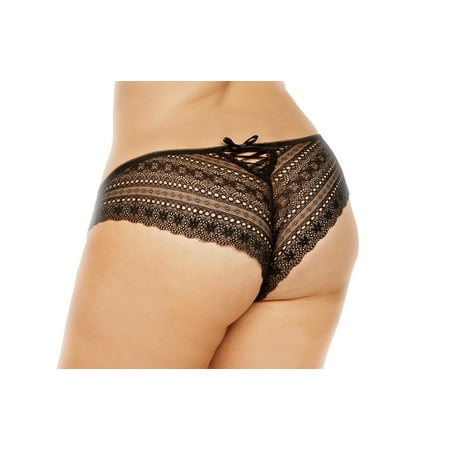 Lines Hipster - Lacy Line Plus Size Sexy Crochet Lace Hipster With Lace Up Back Detail