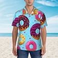 thumbnail image 2 of Fotbe Donuts Camisa Hawaiana para Hombre Unisex – Camisa Casual de Verano con Botones de Manga Corta de Algodón y Lino,X-Large, 2 of 7