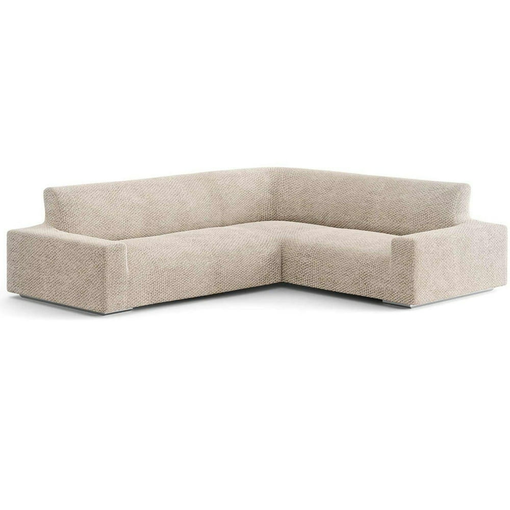 Mamma Mia Covers Velvet Corner Sectional Sofa Couch Slipcover, Vanilla