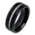 thumbnail image 2 of Men Women 8MM Comfort Fit Titanium Wedding Band Black Brushed Center Shiny Edge CZ Eternity Ring (Size 7 to 15), 2 of 4