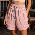 thumbnail image 7 of Women's High Waisted Nylon Dry Shorts with Side Pockets, Elastic Drawstring Waist, Tummy Control Workout Shorts for Women, Quick Dry for Running, Gym, Hiking & Casual | TruHer,Pink XL, 7 of 7