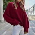 thumbnail image 2 of Gibobby Suéter de Mujer Suéteres de cuello para mujer de punto de manga larga Suéter Jumper Tops (Vino, XL), 2 of 5