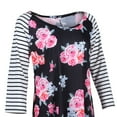thumbnail image 3 of ITFABS Mommy and Me Matching Dress, Printed Long Sleeve Striped  Flowers Dress, 3 of 8