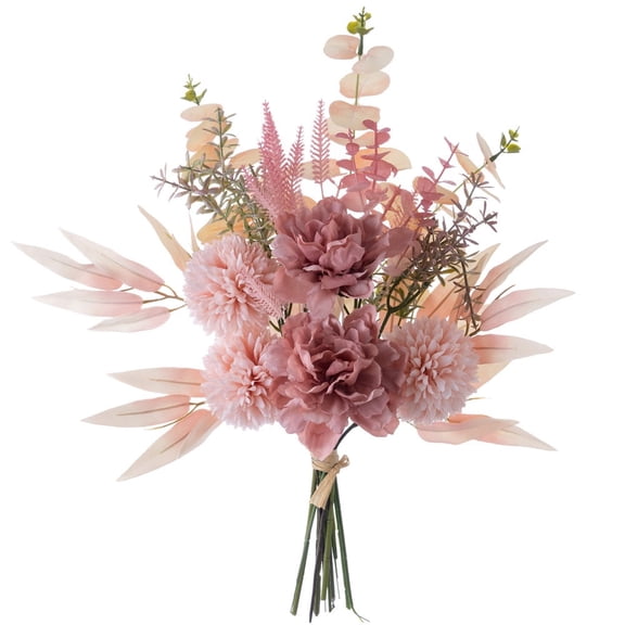 KIRIFLY 17.5" Artificial Silk Blush Flowers Wedding Decorations Bouquet ( 5 Count )