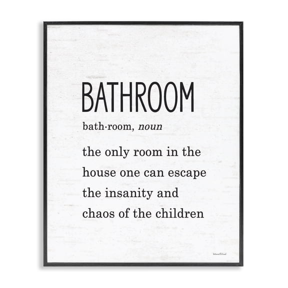 Stupell Industries Rustic Lodge Bathroom Family Definition Funny Escape Chaos of Children Black Framed Giclee Art, 11 x 14, by Lettered and Lined