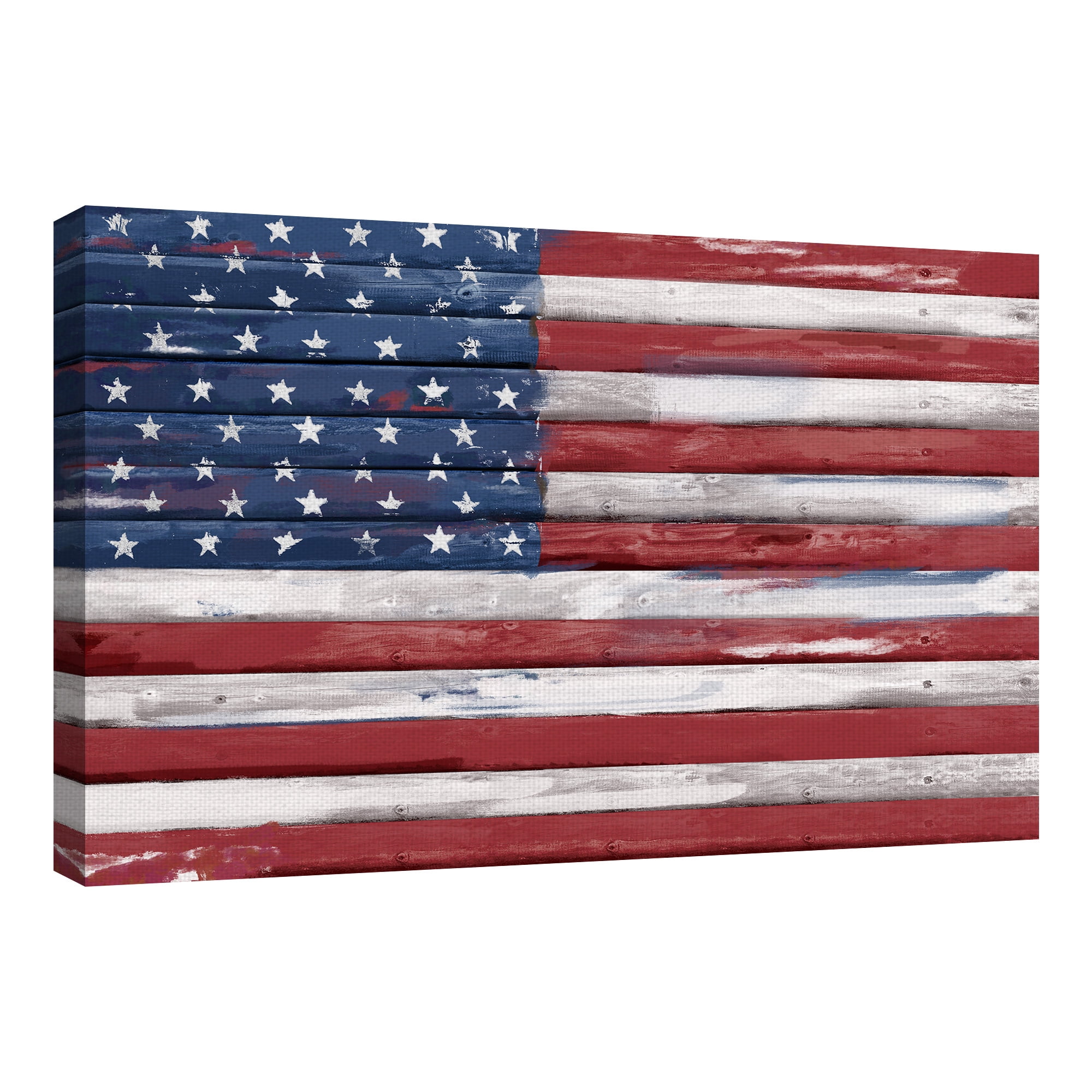 Masterpiece Art Gallery Shiplap Allegiance I American Flag By Studio Arts Canvas Art Print 24" x 36"