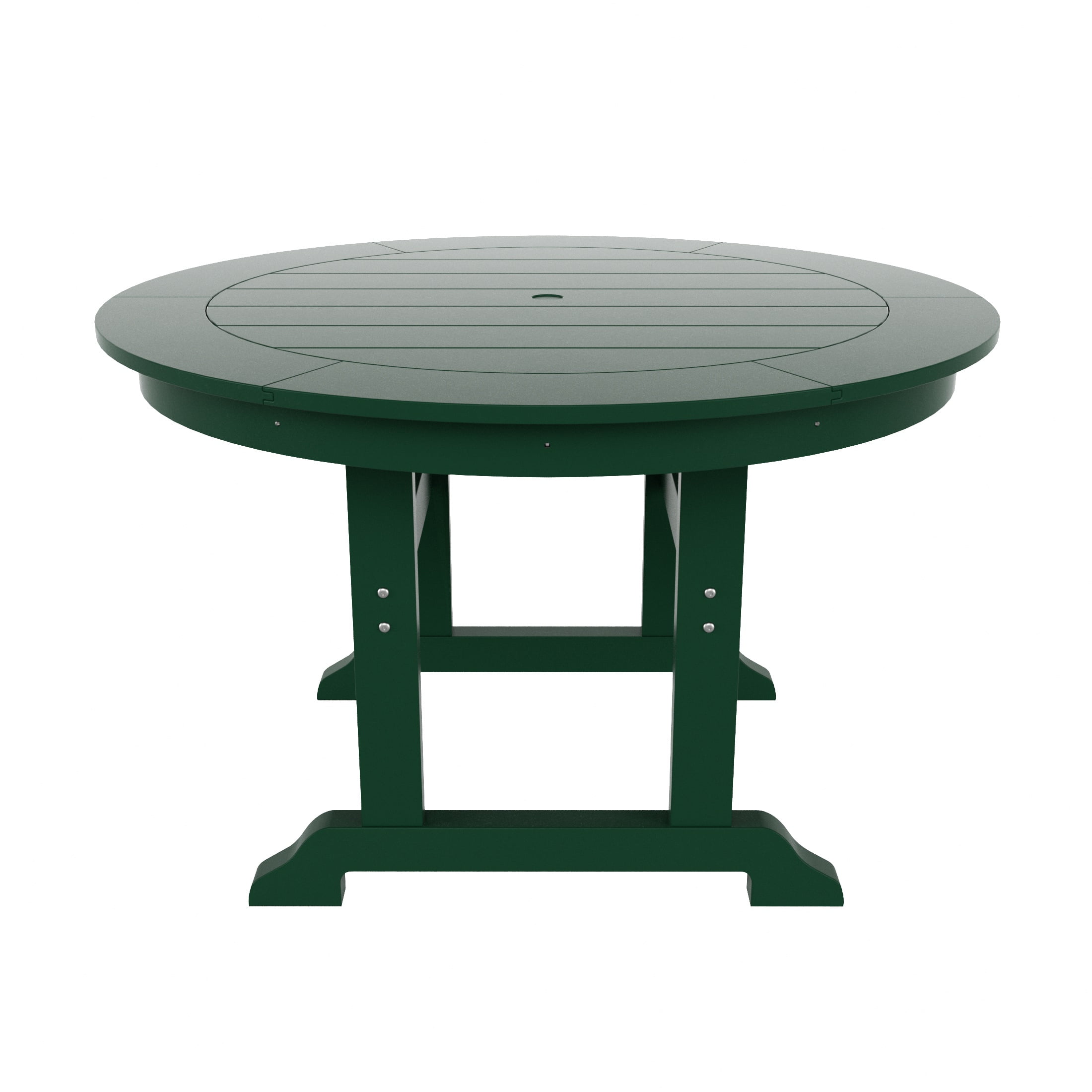 WestinTrends Ashore 5 Pieces Adirondack Outdoor Dining Set, All Weather Poly Lumber Slatted Modern Farmhouse Patio Furniture Set, 47" Trestle Round Table and 4 Adirondack Dining Chair, Dark Green