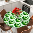 thumbnail image 2 of Green Football Round Tablecloth 45-54 Inch Round Fitted Table Cloth with Elastic Edge, Watercolor Soccer Geometric Sports Waterproof Table Cover Protector for Outdoor Picnic Party Dining, 2 of 9