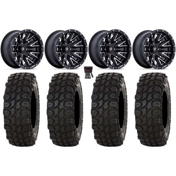 MSA Creed 14" Wheels Machined 32" XComp ATR Tires Can-Am Maverick X3 / Honda Pioneer 1000 / Talon