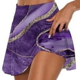 thumbnail image 2 of QATAINLAV Women's Stretchy High Waist Workout Yoga Skorts Casual Pleated Athletic Tennis Skirts Outdoor Floral Print Running Shorts Skirt Purple L, 2 of 6