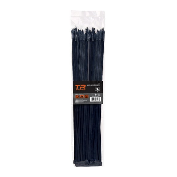 TR Industrial 88306 Multi-Purpose Cable Ties, 50pk, 24", Black