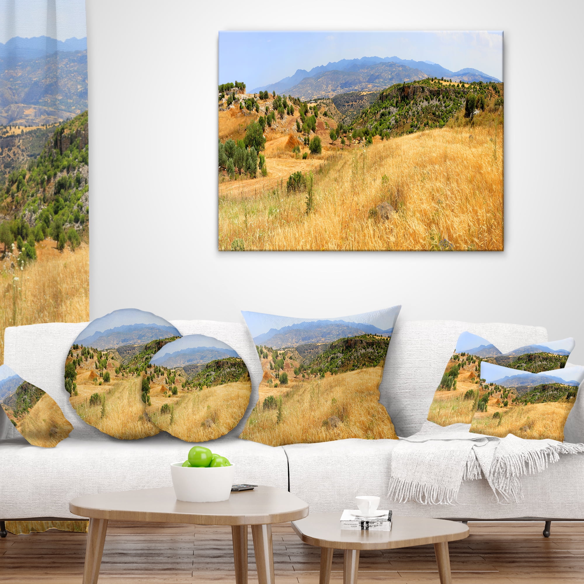 Designart Cyprus Landscape Panoramic View - Landscape Printed Throw Pillow - 18x18