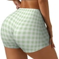 thumbnail image 2 of Sigee Pistachio Green Checkboard Print Women's High Waist Workout Shorts - Squat Proof, Tummy Control, Yoga and Gym Activewear-X-Large, 2 of 9