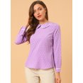 thumbnail image 2 of INSPIRE CHIC Women's Cute Ruffle Peter Pan Collar Long Sleeve Sweet Blouse Tops, 2 of 6
