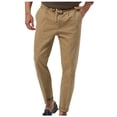 thumbnail image 1 of Pantalones de vestir rectos con cintura elástica y color liso para hombre: corte holgado, cordón, lavables a máquina, cómodos pantalones de estilo europeo., 1 of 5