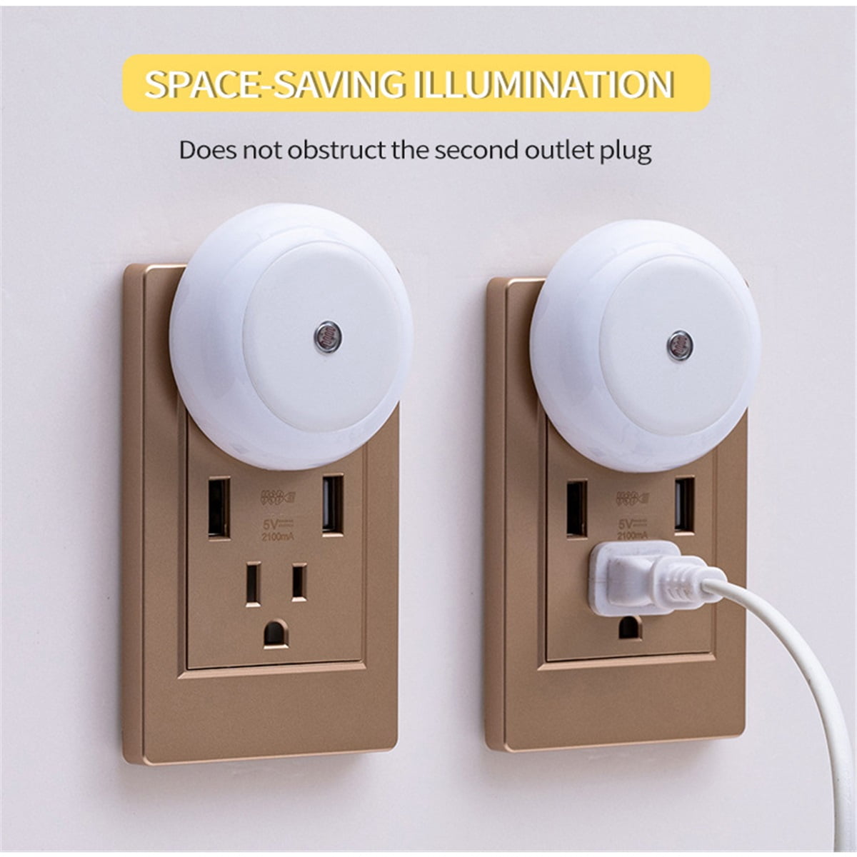 LED Baby Night Lights Plug into Wall [6Pack], Nightlight with Light Sensors for Kids Room, Bathroom Stair Lights, Hallway Light, Amber light