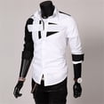 thumbnail image 3 of Manxivoo Mens Shirts Mens Fashion Patchwork Personalized Fashion Lapel Button Up Long Sleeve Shirt Mens Dress Shirts White XXXL, 3 of 3