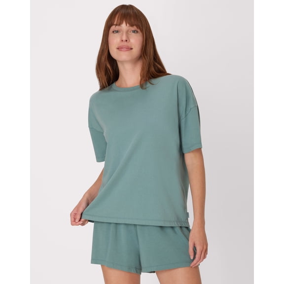 Hanes Originals Women's SuperSoft Comfywear Boxy T-Shirt Faded Sage Green XS
