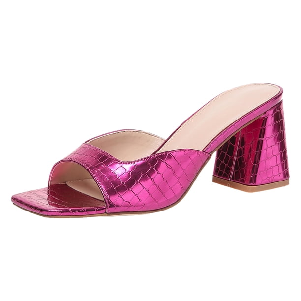 Bmisegm New Europe and The United States Fashion A Footstool Sequins Thick with Women's Shoes Women's High Heeled Sandals Slippers Sandals Women Summer Red 9