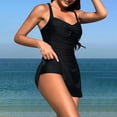 thumbnail image 5 of Jjayotai Women's Crossover Ruched Skirt, One Piece Swimdress, Modest Tummy Control Swimsuit, Vintage Bathing Suit Black S, 5 of 9